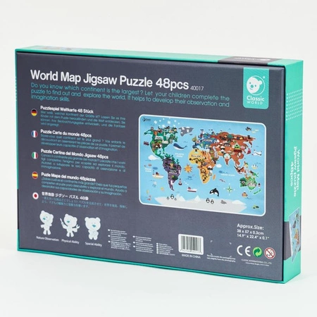 CLASSIC WORLD Puzzle Mapa Świata Kontynenty 48 el.