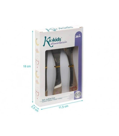 Zestaw sztućców ze stali nierdzewnej, 3 szt., różowe, Kiokids