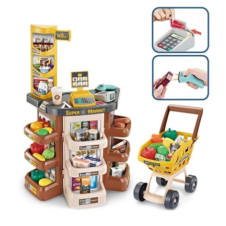 WOOPIE Sklep Supermarket Kasa Sklepowa Waga Skaner 47 Akc.