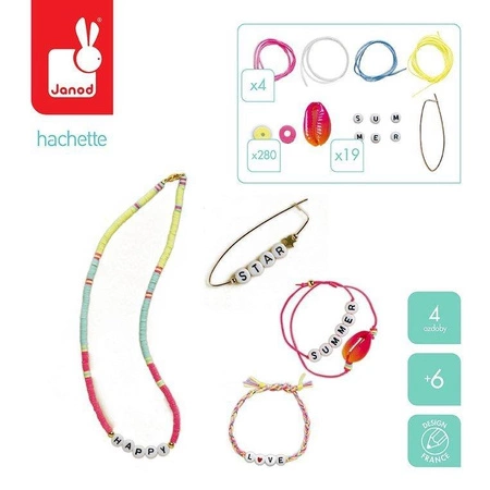 Zestaw do tworzenia biżuterii Koraliki z literkami 6+, Janod