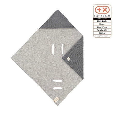 Lassig Dziergany kocyk z kapturkiem do fotelika niemowlęcego 78 x 78 cm Cozy Home antracytowy