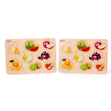 CLASSIC WORLD Drewniana Układanka dla Dzieci Owoce Dopasuj Kształty 9 el.