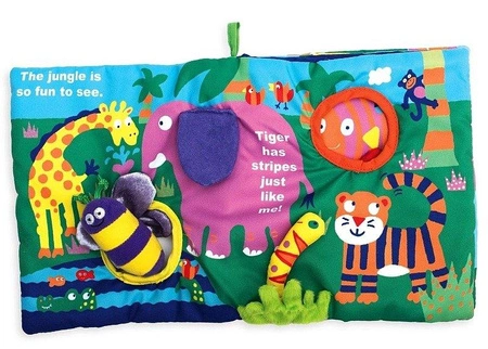 Książeczka interaktywna, wiele struktur, Egzotyczny świat, 202970-Manhattan Toy, zabawki dla niemowląt