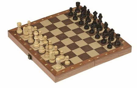 Szachy w drewnianej skrzynce na zawiasach 56921-Goki, gry planszowe dla dzieci