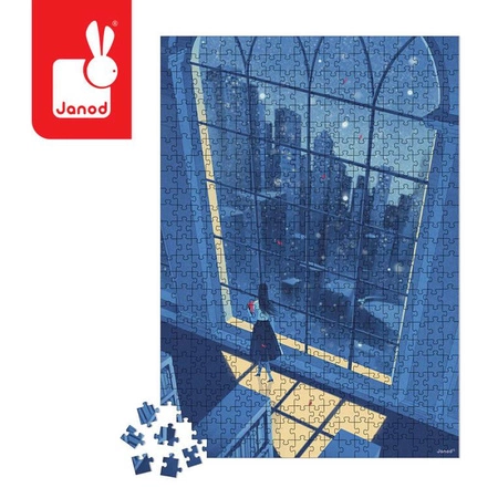 Puzzle artystyczne Nocny widok w błękicie 500 elementów 8+ Made in Poland, Janod