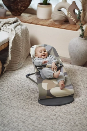 BABYBJORN - leżaczek BLISS COTTON, Khaki/Green Print