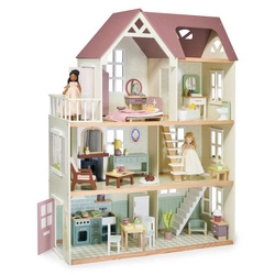 Duży drewniany domek dla lalek z wyposażeniem, Mulberry Mansion, Tender Leaf Toys