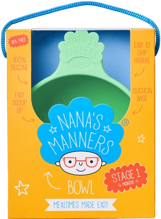 Nana's Manners GREEN Miska silikonowa z przyssawką i uchwytem