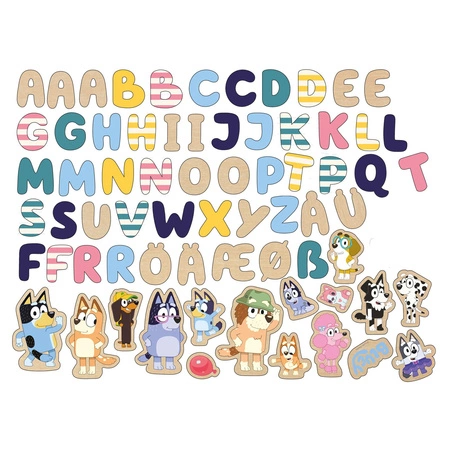 Drewniane magnetyczne literki i obrazki edukacyjna zabawka dla dzieci Bluey