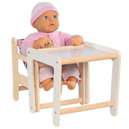 Krzesełko dla lalek i stolik drewniany 2w1 Kolorowe groszki 51483 Goki