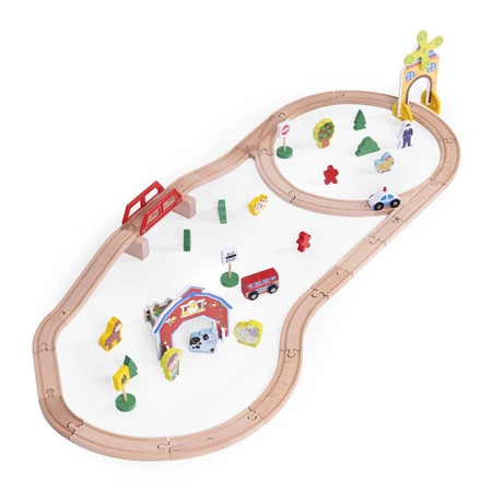 Drewniana kolejka tor pociąg na baterie Ecotoys