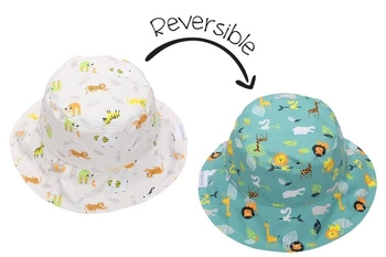 FlapJack Dwustronny Kapelusz Przeciwsłoneczny Zielone Zoo M