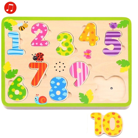TOOKY TOY Drewniane Puzzle Dźwiękowe Liczby Edukacyjne Do Dopasowania