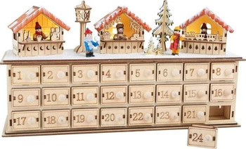 Drewniany kalendarz adwentowy Jarmark Bożonarodzeniowy z światłem 1290-Smal Foot