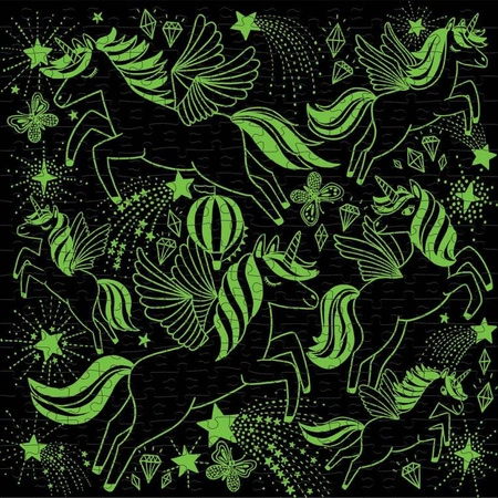 Mudpuppy Puzzle rodzinne świecące w ciemności Jednorożce 300 elementów 7+