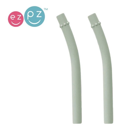 EZPZ Silikonowy kubeczek ze słomką Mini Cup + Straw Training System 120 ml oliwkowy + 2 słomki GRATIS pastelowa zieleń