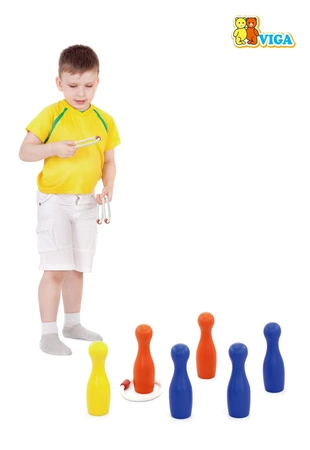 Drewniane kręgle zwierzątka z pierścieniami do rzucania Viga Toys