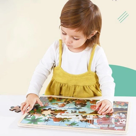 TOOKY TOY Drewniane Puzzle Piraci 48 el.