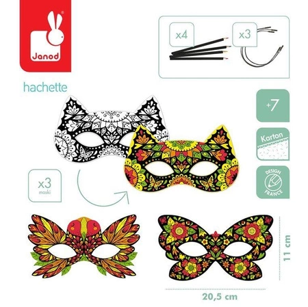 Zestaw kreatywny do tworzenia fluorescencyjnych masek 7+, Janod