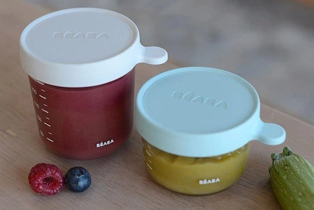 BEABA Zestaw pojemników słoiczków szklanych z hermetycznym zamknięciem 150 + 250 ml airy green i light mist