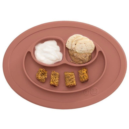 EZPZ Silikonowy talerzyk z podkładką mały 2w1 Mini Mat brązowy