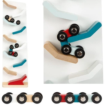 Biała drewniana zjeżdżalnia z podwójnymi autami 12400 Small Foot