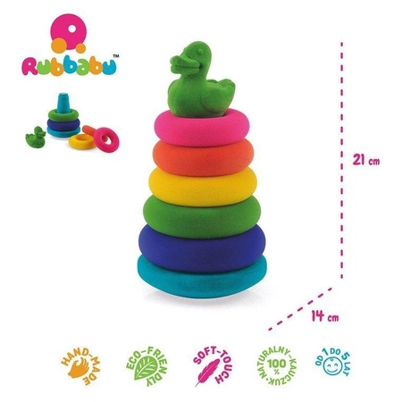 Rubbabu Układanka edukacyjno-sensoryczna piramida z kaczuszką