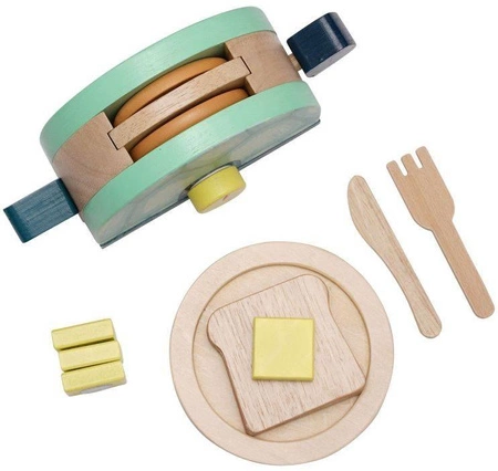 Toasty Turtle drewniany toster z akcesoriami 11 el 160830-Manhattan Toy, mała kuchnia dla dzieci
