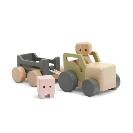Traktor drewniany z przyczepą Micki