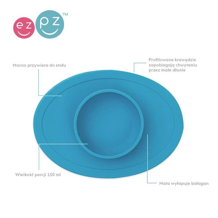 EZPZ Komplet pierwszych naczyń silikonowych First Foods Set niebieski