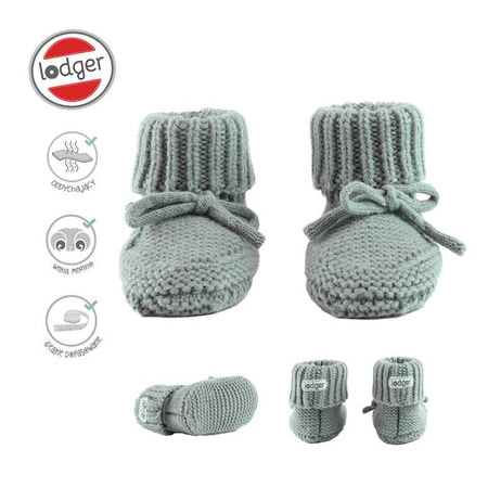 Lodger Buciki niechodki z wełny merino 100% miętowe Silk 0-6 m