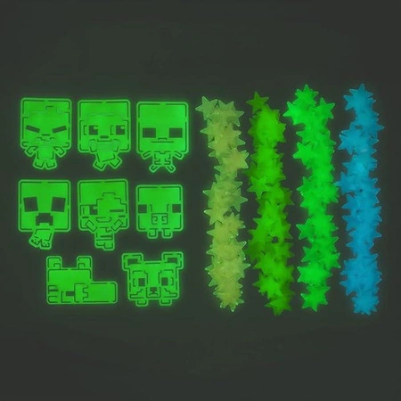Minecraft zestaw świecących w nocy naklejek dekoracyjnych (208 szt)