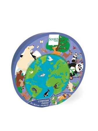 Scratch, Puzzle konturowe Mapa świata 45 elem.