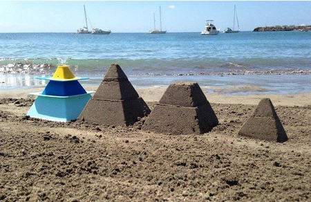 QUUT Zestaw 3 foremek do piasku Piramida Pira Vintage Blue + Deep Blue + Mellow Yellow