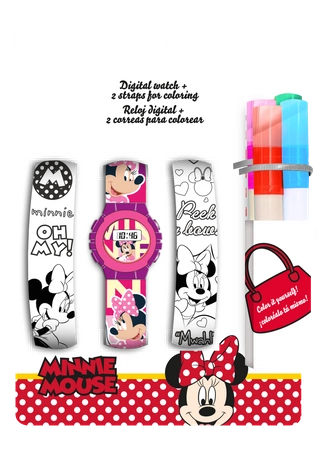 Zegarek cyfrowy z paskami do kolorowania Minnie WD20327