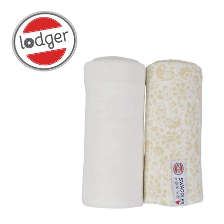 Lodger Wielofunkcyjne muślinowe otulacze Zestaw 2 szt. 120 x 120 cm Flower Tribe Cloud Dancer