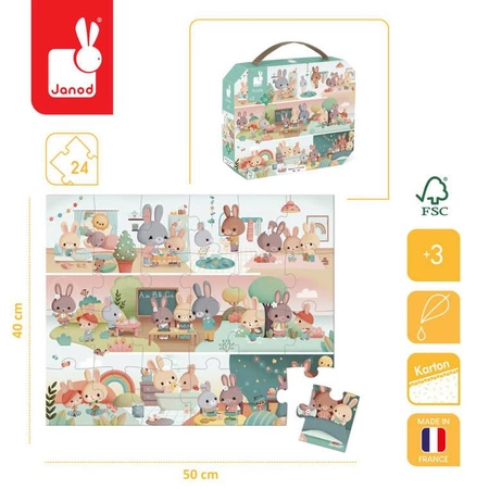 Puzzle w walizce Jeden dzień 24 elementy 3+ Made in France, Janod
