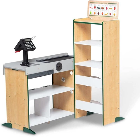 Wolnostojący drewniany sklep spożywczy Fresh Mart 19340 -Melissa & Doug, zabawa w sklep