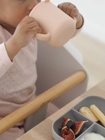 Beaba Komplet naczyń z silikonu trójdzielny talerz z przyssawką + kubeczek z pokrywką z ustnikiem + łyżeczka Pink