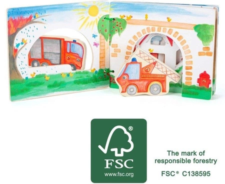 Drewniana książka dla dzieci z figurkami Straż pożarna 12040-SFD-Small Foot Design, zabawki edukacyjne
