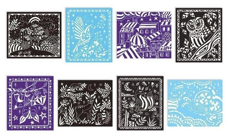 Zestaw kreatywny Do zdrapywania Karty świecące w ciemności Nocny świat 7+, Janod