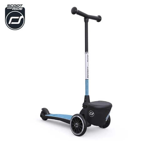 SCOOTANDRIDE Highwaykick 2 Lifestyle Hulajnoga trójkołowa balansowa ze schowkiem, świecącymi kółkami i odblaskową kierownicą 2+ Reflective Steel