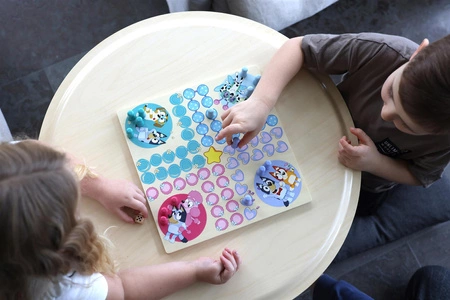 Drewniana gra strategiczna Chińczyk zabawka edukacyjna gry dla dzieci Bluey