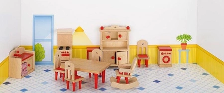 Meble dla lalek, kuchnia czerwona, goki