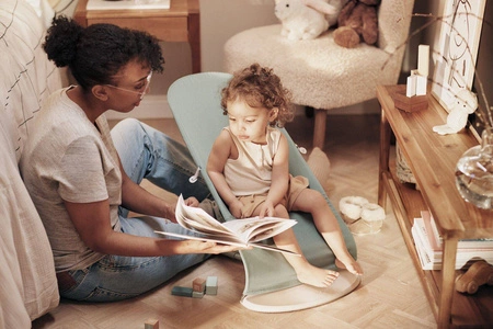 BABYBJORN - leżaczek BALANCE SOFT COTTON/JERSEY - Jasnoszałwiowy/Szary