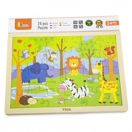 VIGA Drewniane Puzzle Safari 24 Elementy