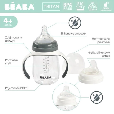 Beaba Butelka treningowa 2w1 tritanowa 210 ml Mineral grey