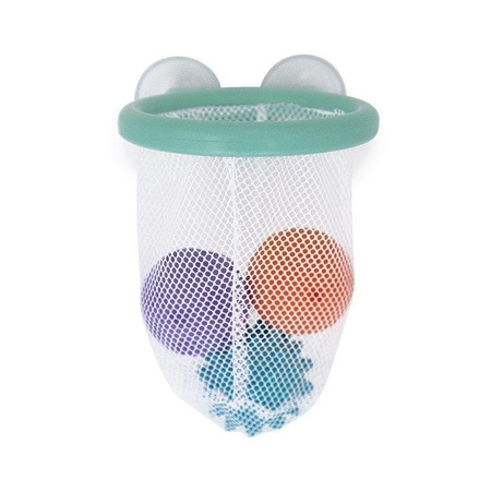 Gra w koszykówkę do kąpieli kosz z przyssawkami z 3 piłkami 12m+, Janod