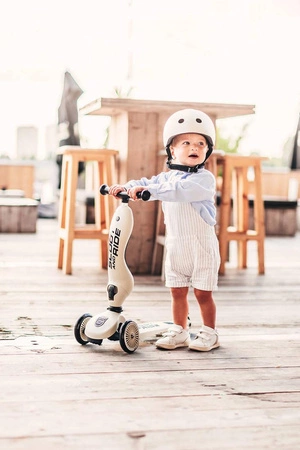 Zestaw SCOOTANDRIDE Highwaykick 1 2w1 Jeździk i hulajnoga 1-5 lat ASH + Kask XXS ASH