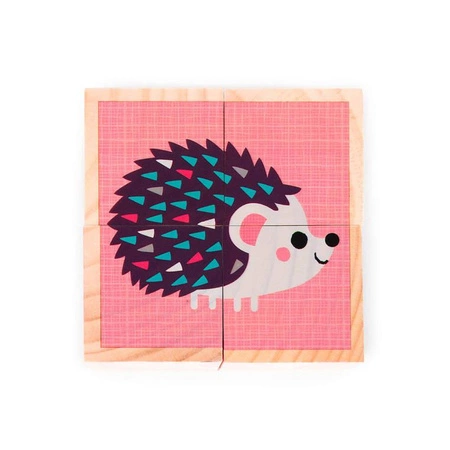 Klocki drewniane Puzzle 6w1 Zwierzątka, Janod